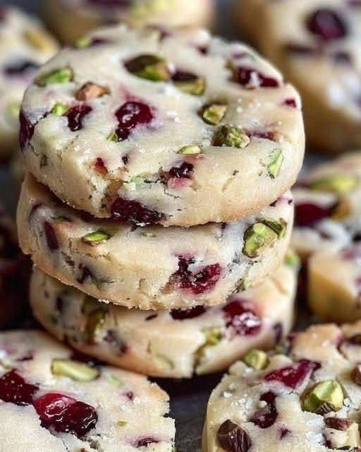 Pistachio Cranberry Shortbread Cookies